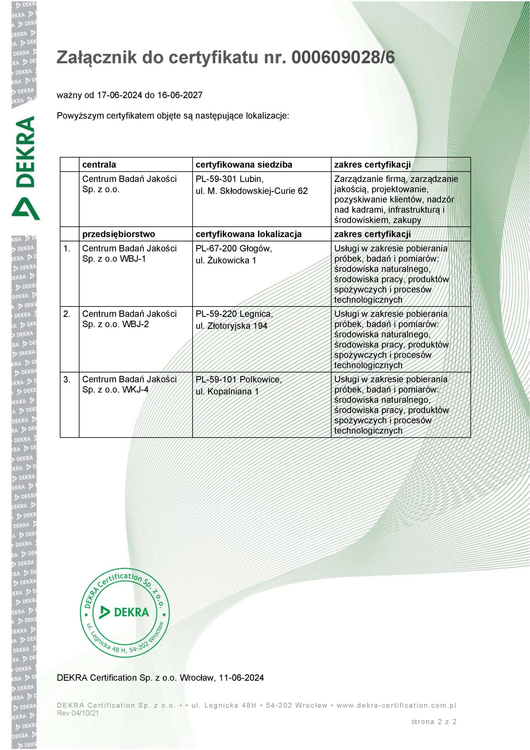 Certyfikat wdrozonego systemu zarzadzania jakoscia
